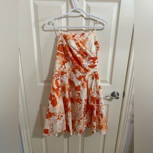 Strapless orange floral le chateau dress US M
